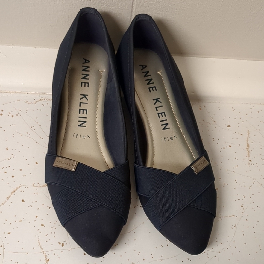 Navy Anne Klein Ballet Flats Slip Ons Size 7 Otavia Dress Shoes